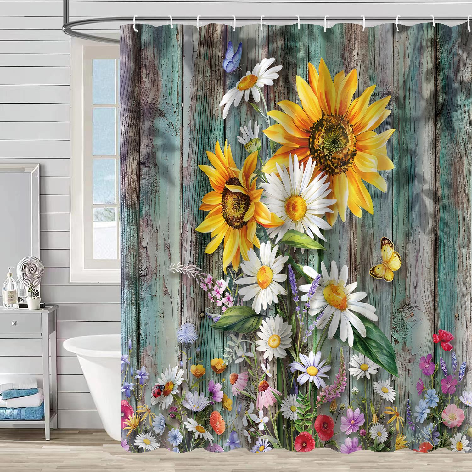 

Bathroom Shower Curtain Four-Piece Shower Curtain Waterproof And Mildew-Proof Sunflower Shower Curtain Partition Curtain Free Of Punching shower curtain 90 * 180