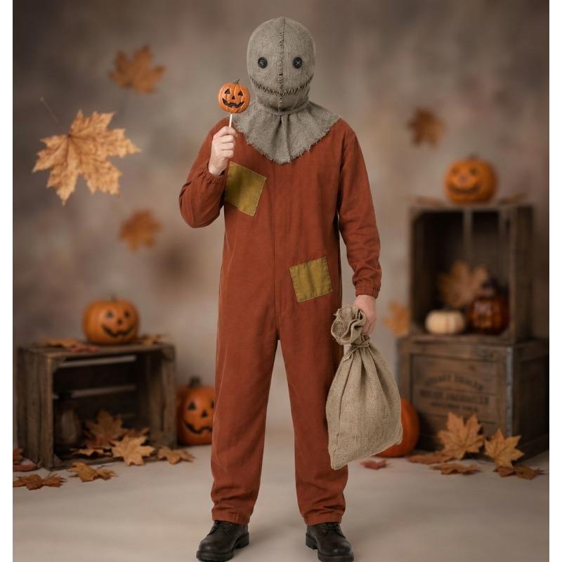 Halloween Scarecrow Sam Cosplay Jumpsuit, Trick or Treat Full Set Role Play Outfit