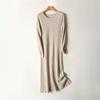 Women Sweater Dress 100% Wool MODERN NEW SAGA O-neck Knit Long Pullover Winter Jumpers Wool Long Dress Female