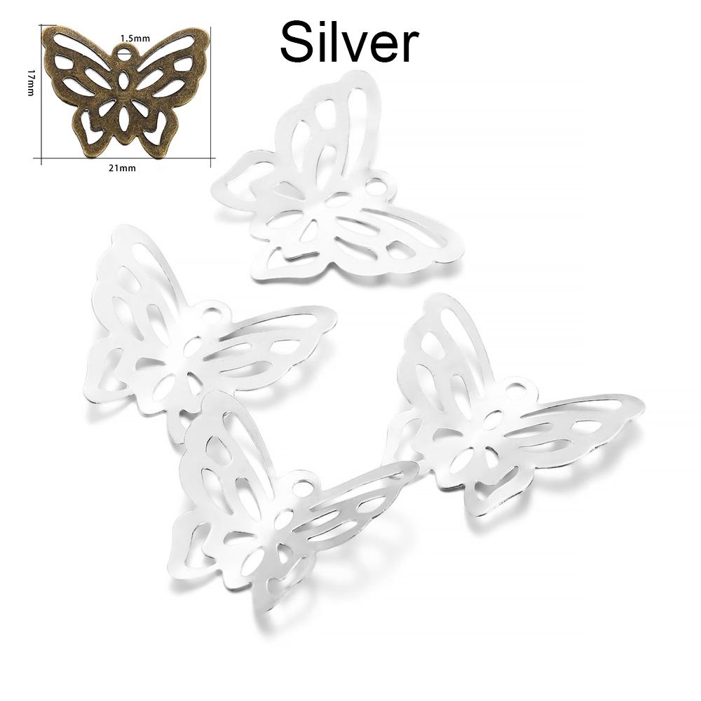 100pcs/lot Butterfly Filigree Wraps Connectors Charm DIY Jewelry Accessories Findings Supplies For Jewelry Making