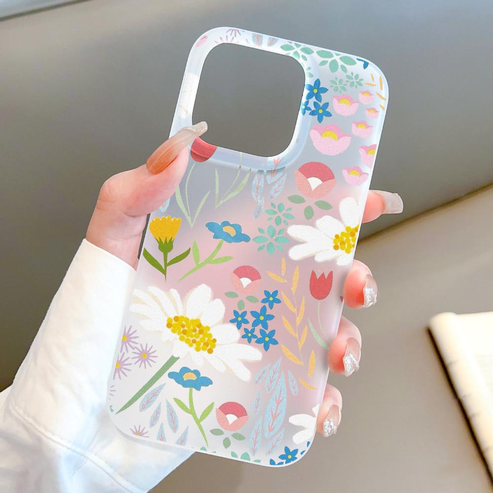 Soft TPU Matte Flower Phone Case for iPhone 13 Funda iPhone 11 14 15 Pro Max 14 Plus 12 Mini 13pro 13promax Transparent Covers