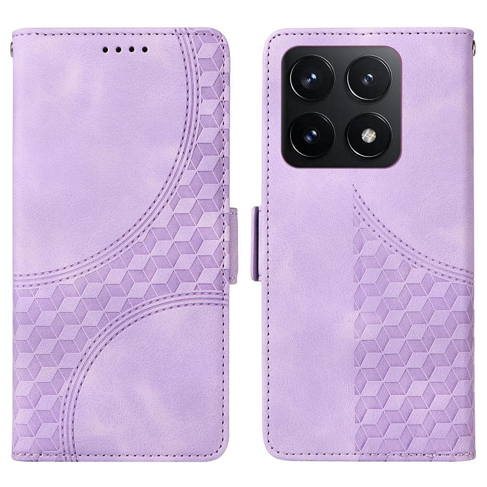 For Xiaomi 14T Case PU Leather Phone Cover Rhombus Starry Imprinted