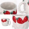 Cute Strawberry Themed Tumbler Unique Handpinched Irregular Shaped Ceramic Mug Fashion Aesthetic Coffee Tea Cup for Women Gift
