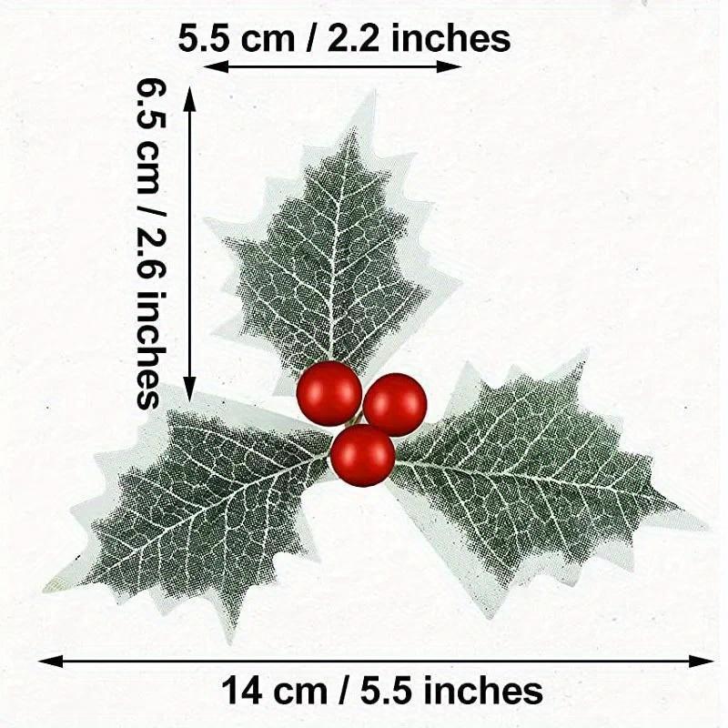 10 pezzi di bacche di agrifoglio natalizie con foglie verdi fai da te ghirlanda fiori finti artificiali bacche rosse decorazione per albero di Natale