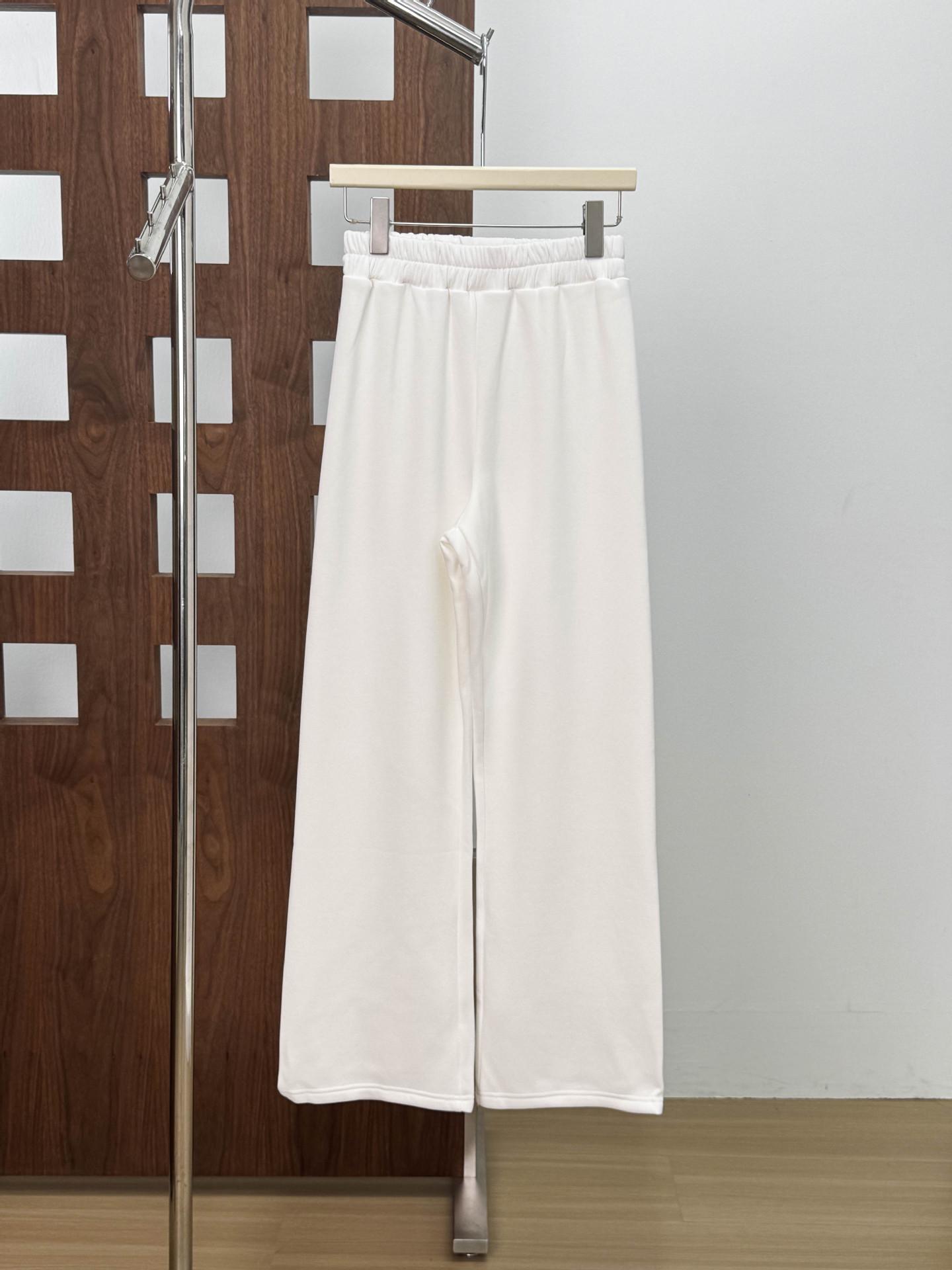 

24 AW Loose Leg-Lengthening Elastic Waist Plus Velvet Straight-Leg Trousers Small белый