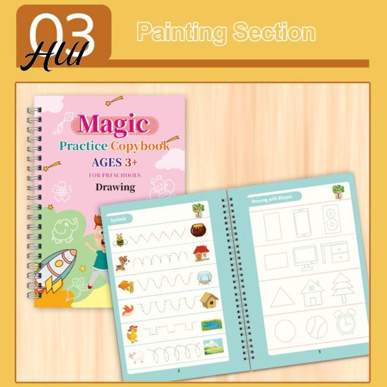 Handschrift-Übungsbuch-Set Rillenschrift-Übungsheft für Kinder von 3-5 Jahren Übungs-Kopiervorlage Spaßige Aktivitäten Junge Lerner