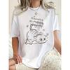 European Size Women'S Plus Size White Cat Print T-Shirt - Casual & Comfy, Soft Round Neck Short Sleeve Tee with Cute Kitten Design,for Spring,Summer