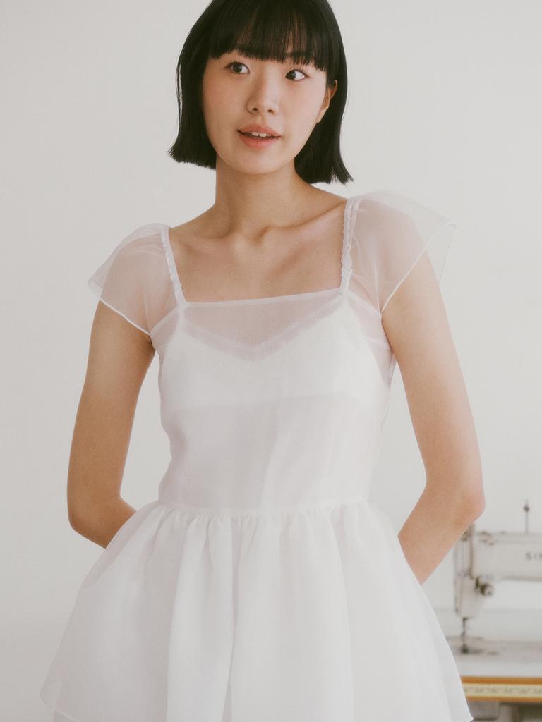 Ganiesong Bridal Peony Tiered Dress_White