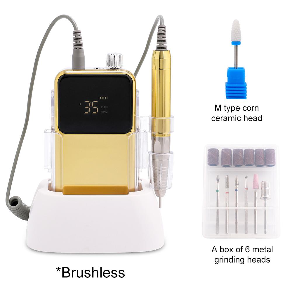 

BEPAN Brushless 85W Metallic Gold Bright 35000rpm Rechargeable Nail Drill Portable Cordless Nail Drill Machine Set Manicure UK