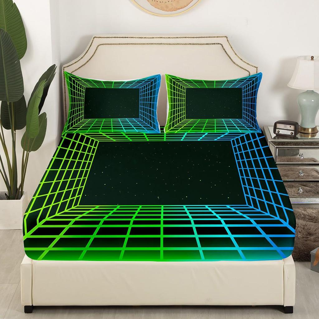 Cartoon Bone Pattern Bed Hat Three-Piece Digital Printing Bedding Bed Hat Three-Piece Set Children And Adults