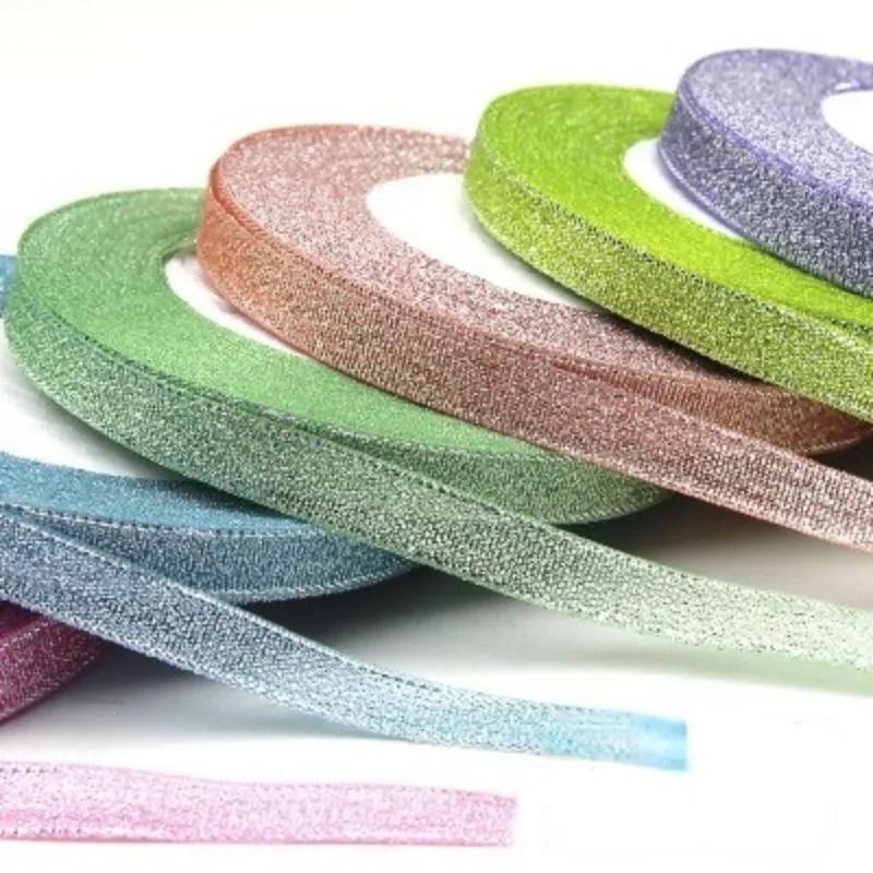 10mm 25Yard Glitter Ribbon Satin Belt DIY Candy Box Gift Packaging Glitter Webbing Halloween Wedding Christmas Decoration Layout