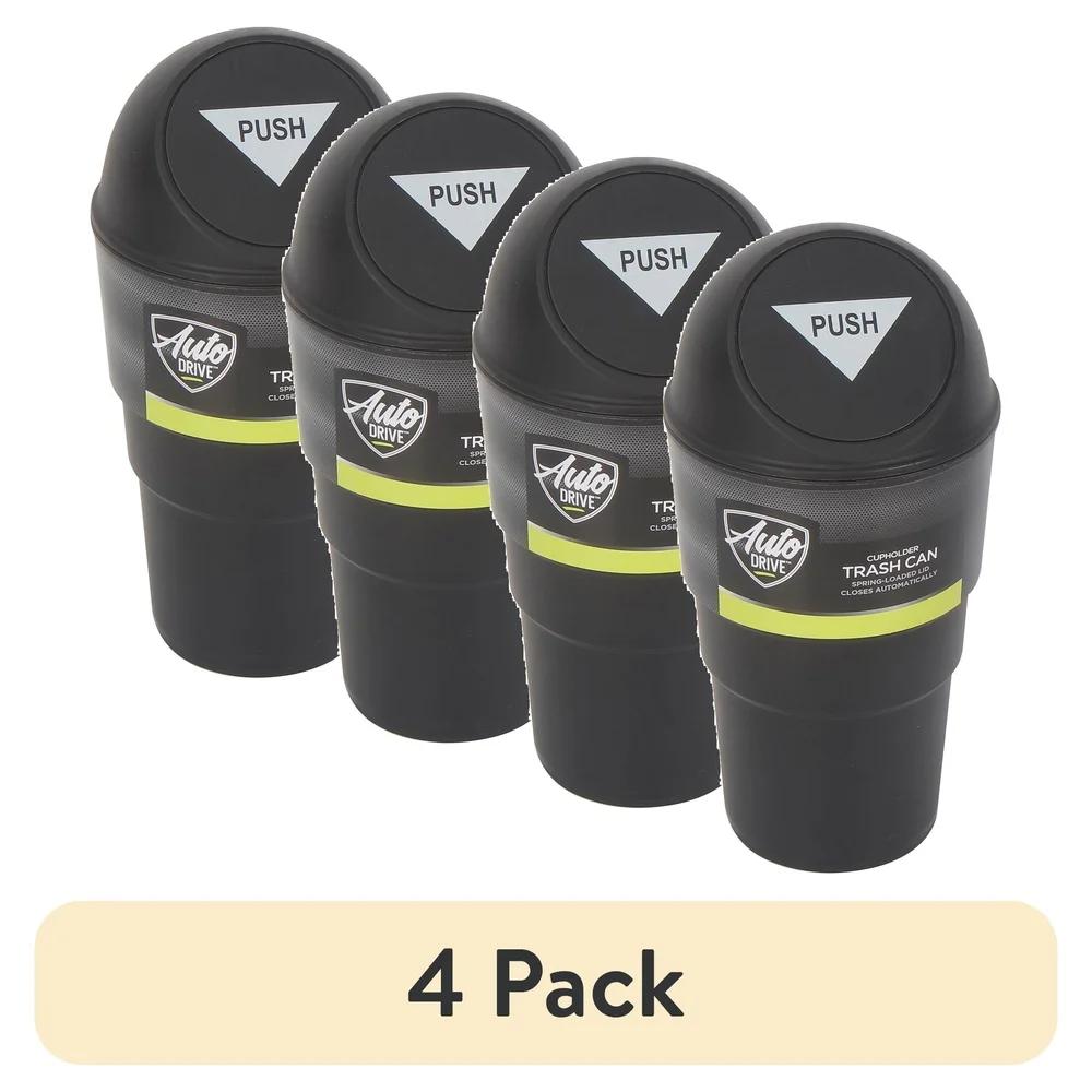

4 Pack Cup Holder Trash Can Automotive Essential Spring Lid Removable Cover Easy Clean Portable Waste Bin Interior Organizer United States