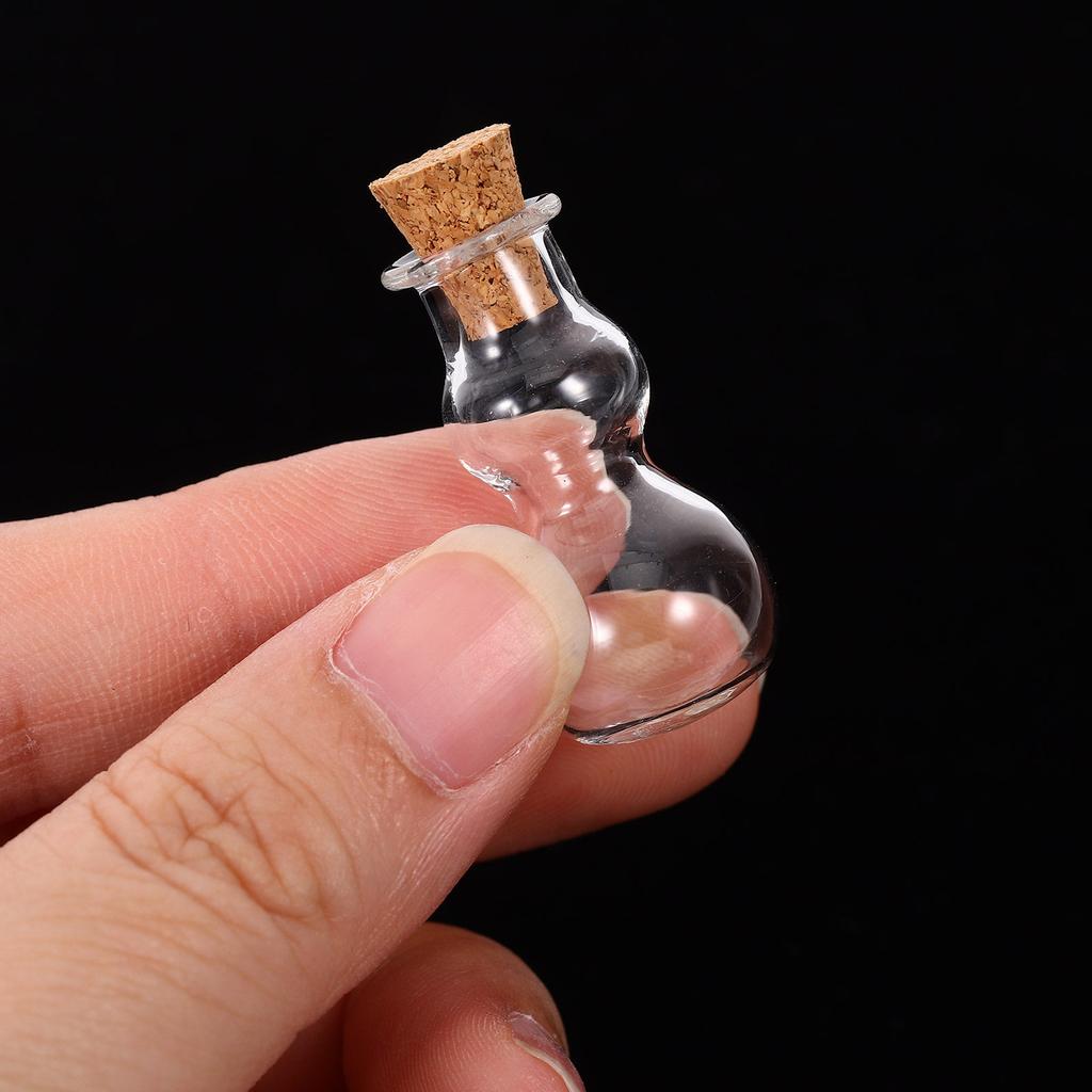3pcs Wishing Bottles Clear Corked Drift Bottle Glass Corked Diy Bottle For Perfume Storage Jar Gourd Shape Decor