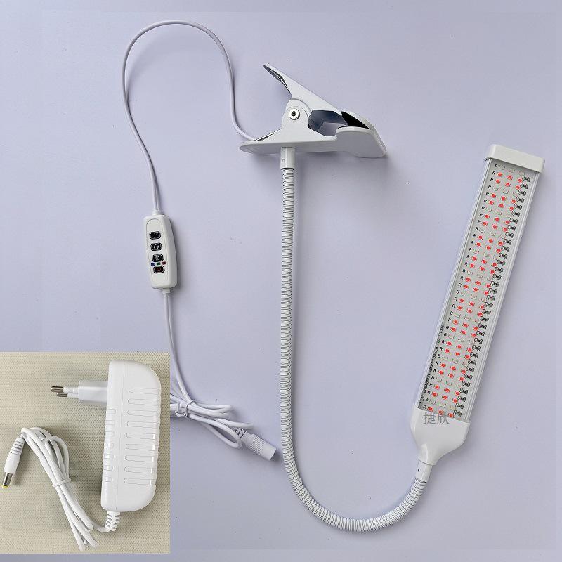 

12V LED Grow Light Stand with Clip - Full Spectrum Indoor Supplement for Seedlings & Succulents Yellow + White + Red Light - US Standard