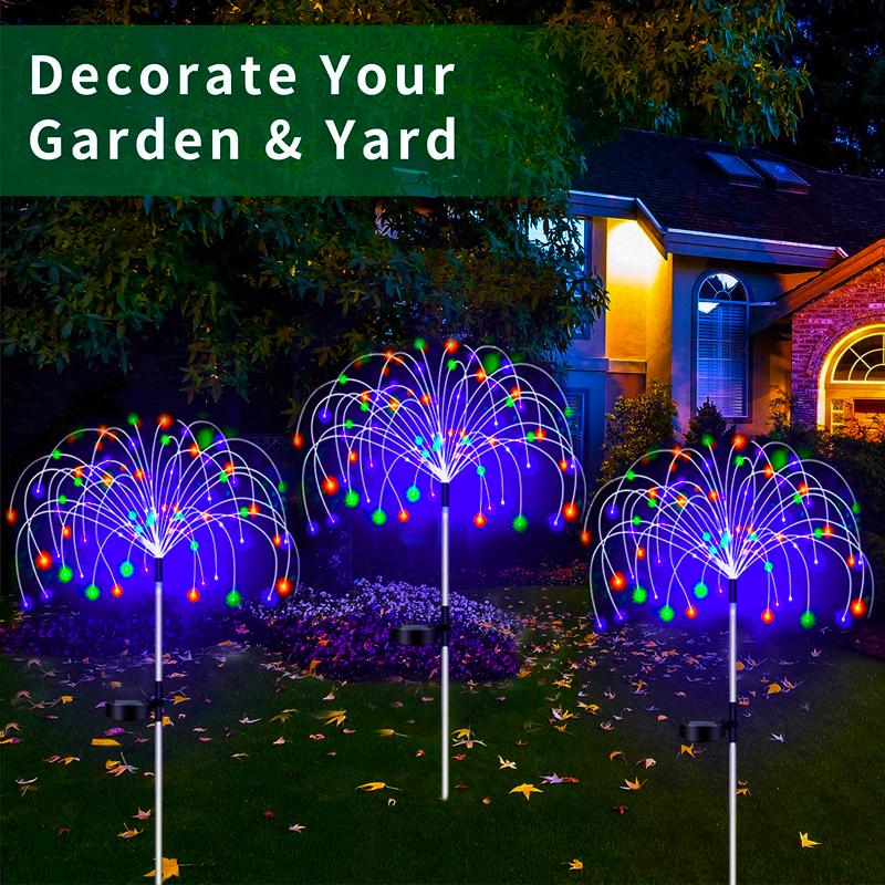 8PCS LED Solar Firework Lamp Outdoor Garden Decor Pathway Fairy Lights Waterproof Christmas Yard Balcony Patio Lawn Solar Light