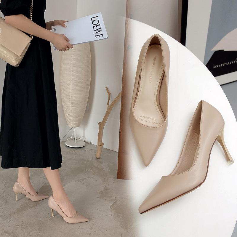 Spring 2025 New Single Shoes Pointed Toe Stiletto Black Work Shoes Professional Women's Red High Heels