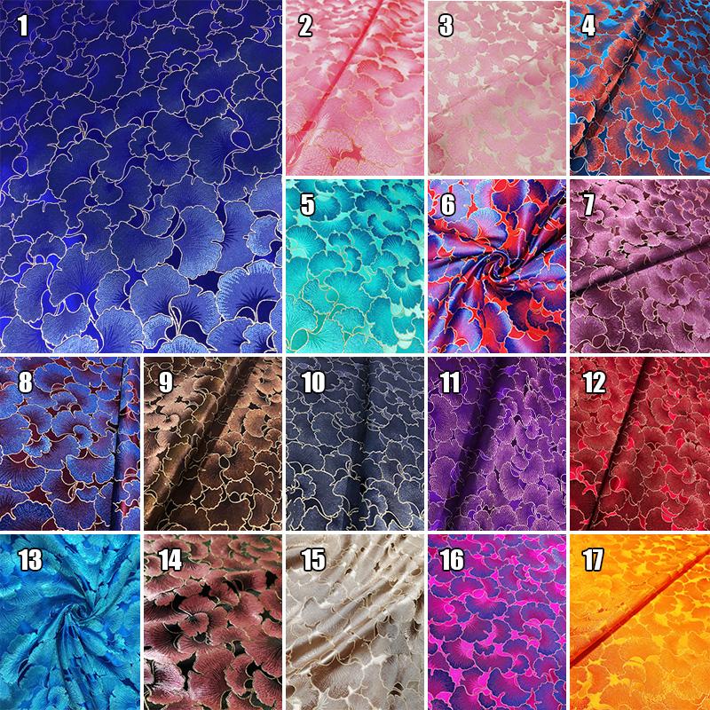 100*75cm Ginkgo Pattern Jacquard Brocade Fabrics For Satin Dress Designer Sewing Cheongsam Kimono Garment Diy Patchwork Material