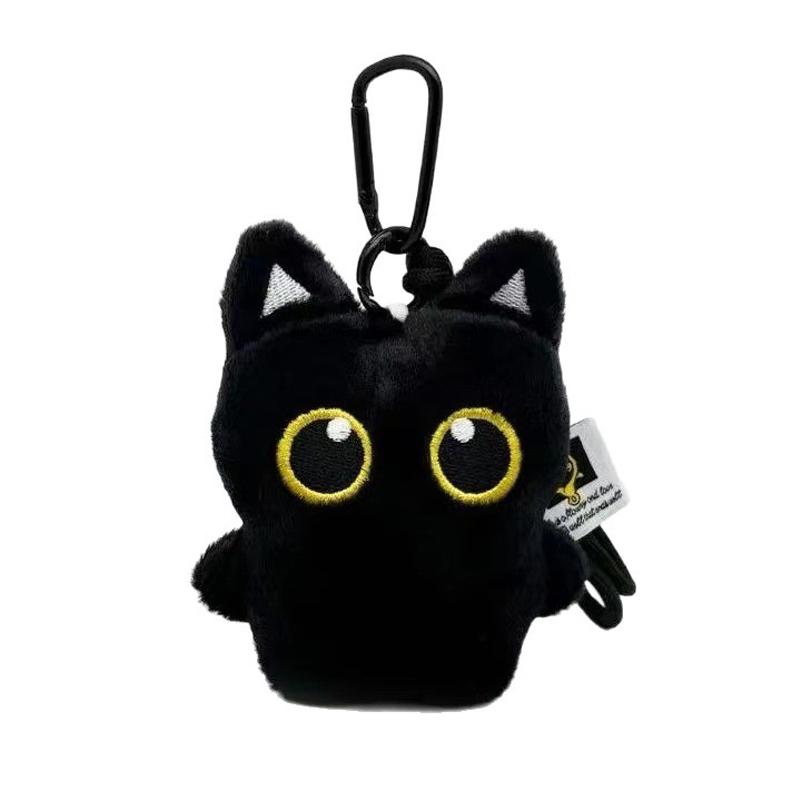 Søt Svart Katt Plysjleke Nøkkelring, Tegneserie Kattunge, Myk Utstoppet Dukke Anheng, Bilnøkkel, Ryggsekk, Bursdagsgaver