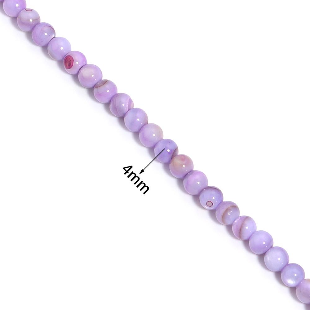 1 String 4mm Natural Shell Round Beads Colorful Loose Spacer Ball Beads For DIY Exquisite Bracelet Necklace Jewelry Supplies