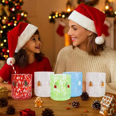 Hand Painted Christmas Juice Glasses 450ml Heat Resistant Coffee Mug Milk Juice Beer Cup Dining Table Decoration Cup