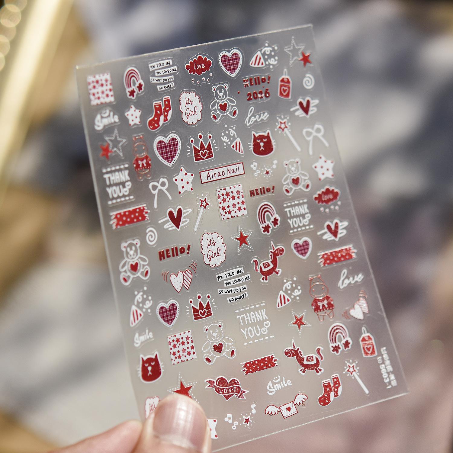 Tomoni x Airao Red Graffiti Nail Art - Durable & Cute Kids Stickers