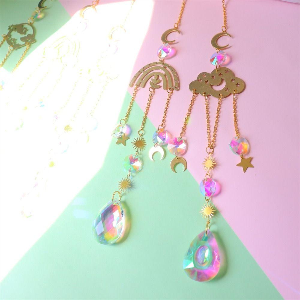 Rainbow Maker Sun Catcher Home Garden Decor Crystal Wind Chimes Hanging Ornament  Outdoor