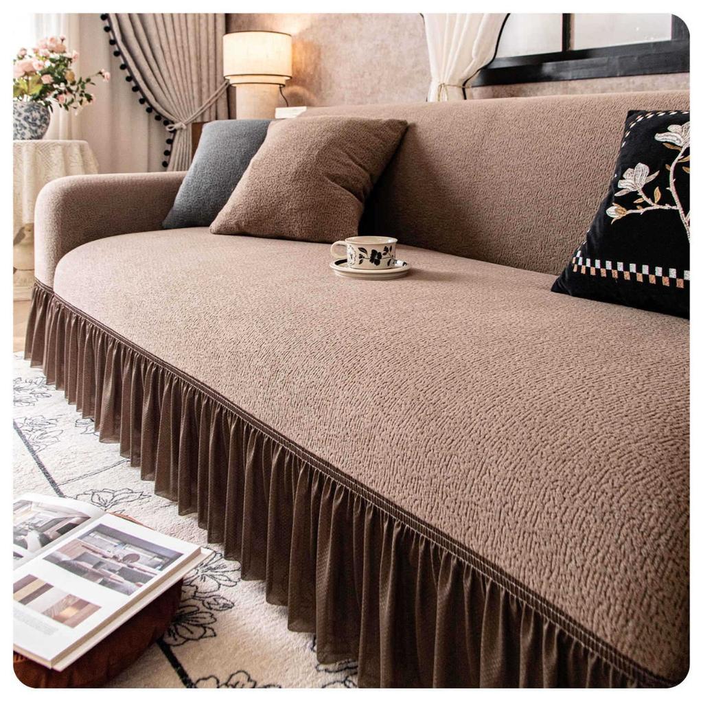 Retro High End Winter Plush Skirt Sofa Cover All Inclusive Universal Cover Anti Cat Scratch Cloth Sofa Cover
