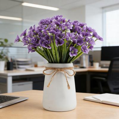 Artificial Violet Realistic Long Stem Fake Flower Home Office Wedding Party Table Centerpiece Indoor Outdoor Faux Bloom Decoration