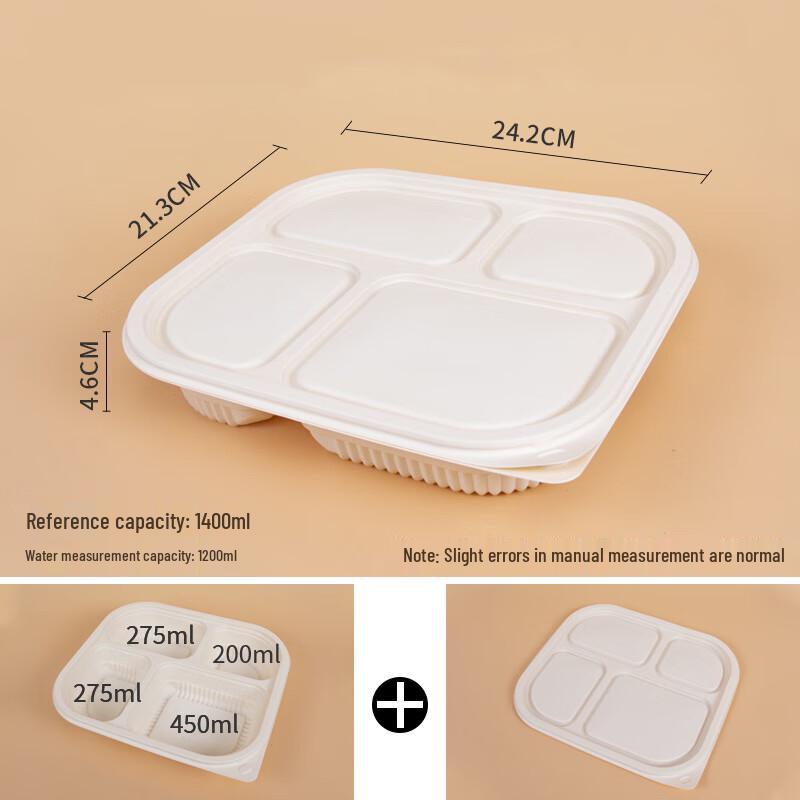 Changbaosen Disposable Corn Starch 4-Compartment Bento Box