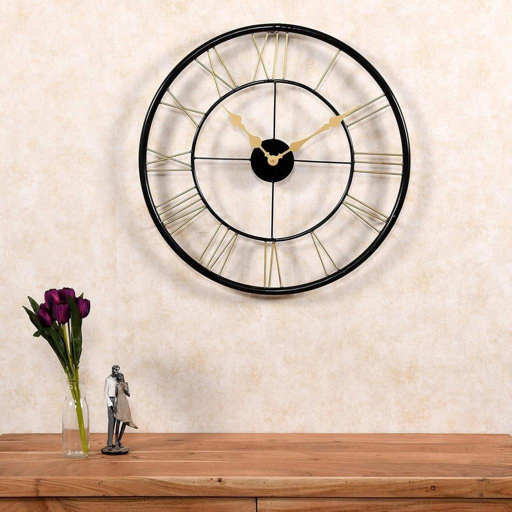 Roman Numeral Vintage Rustic Style Modern Transparent Home Decor Designer Watch Ideal for Living Room Home Office Analog Clock