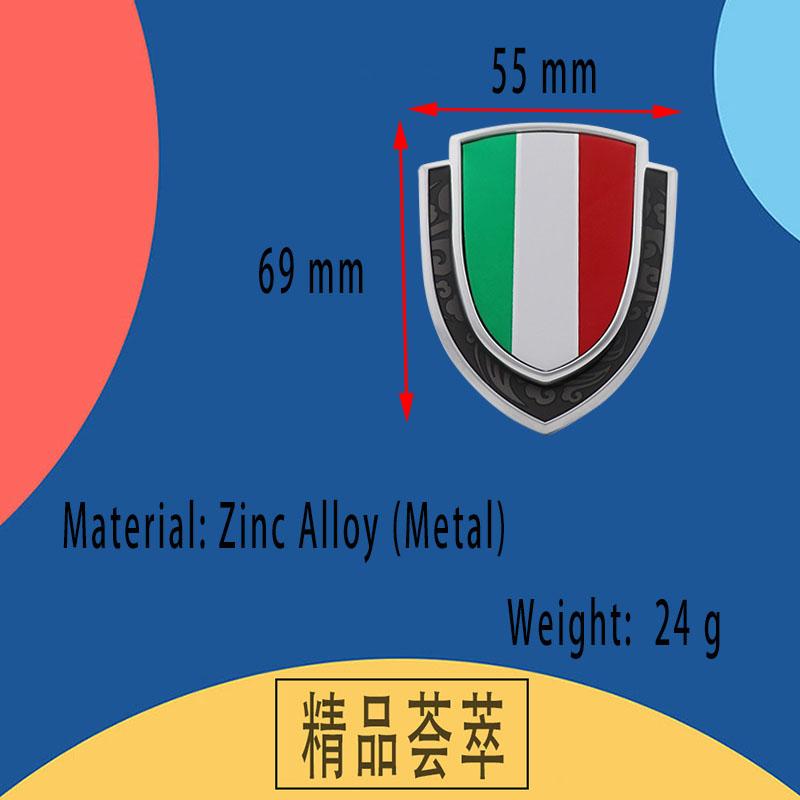 Shield Styling Italy Italian National Flag Fender Side Trunk Nameplate Decal Emblem Badge Sticker