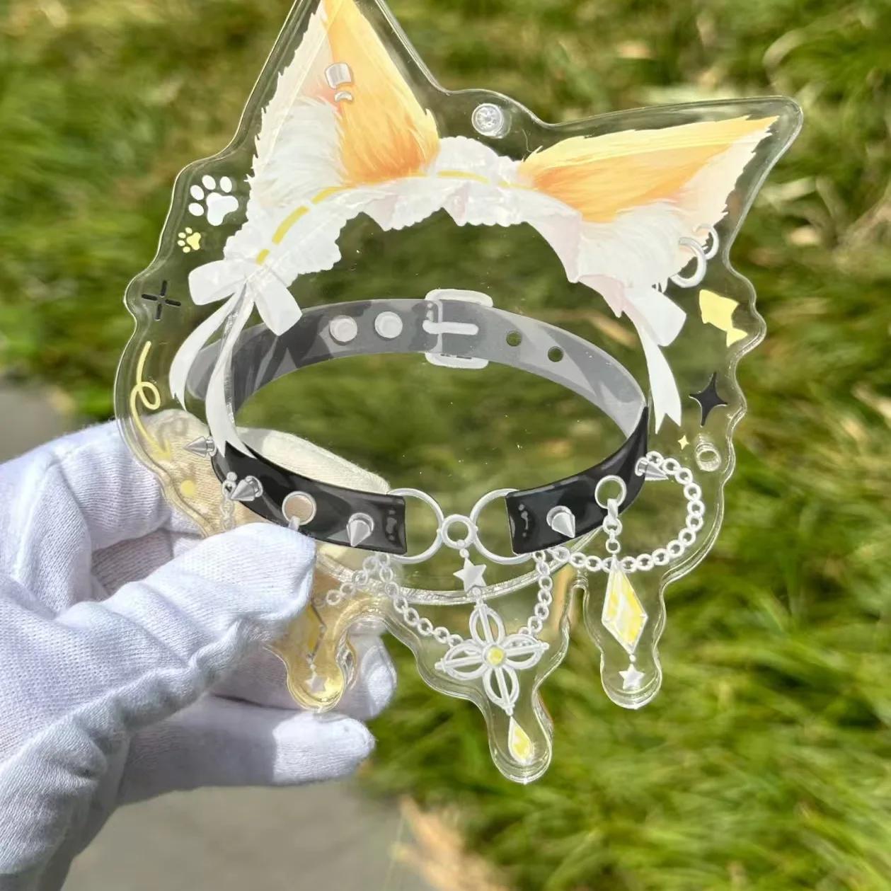 

Acrylic Badge Storage Box 58MM Cute Cat Ears Dog Ear Badge Decorative Storage Display Box Card Creative New Photo Storage Card