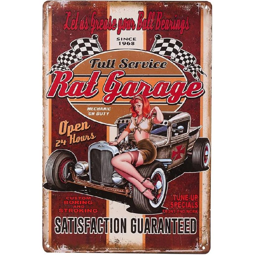 dingleiever-Rat Garage Metal Sign Vintage Home Decor Garage Wall Art Rat Rod Stickers Coffee bar Sign