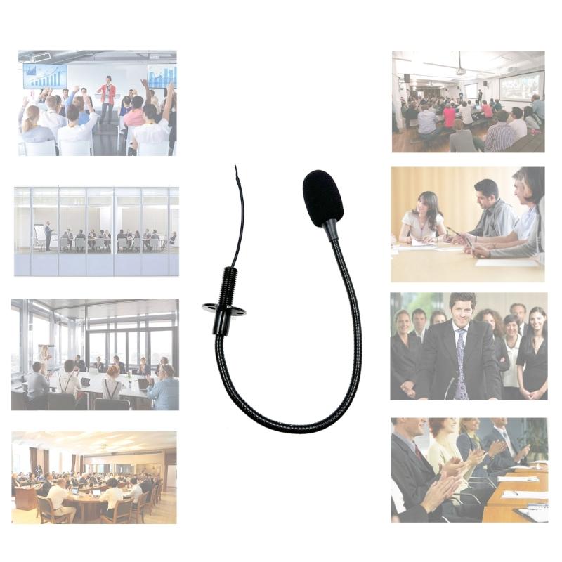 Omnidirectional Gooseneck Mic Metal Hose Microphone with Bare End Cable for Public Transport and Live Broadcasting