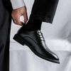 Leather shoes men's Korean version trend spring and autumn business dress casual British pointed leather groom wedding shoes 66780-R