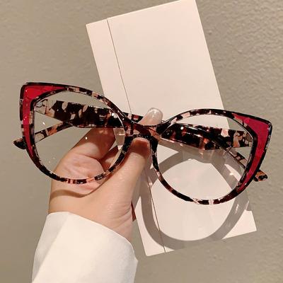 Cat Eye Anti Blue Light Computer Glasses New Women Personalized Splicing Eyeglasses Frames for Women Brand Designer Fashion Luxury Flat Light Mirror