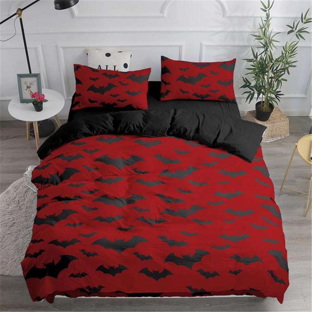 Halloween Duvet Cover Set Flying Vampire Bedding Set Bats Witchcraft Magic Polyester Comforter Cover King Size for Boys Girls