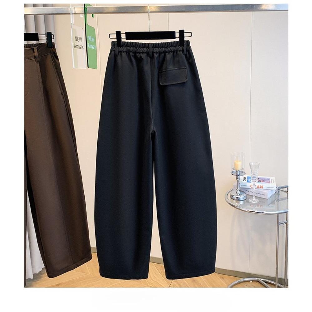 DIMANAF 2025 Autumn Winter Women Plus Size Pants Bottoms Thick Flocking Casual Lady Long Pants Oversized Loose