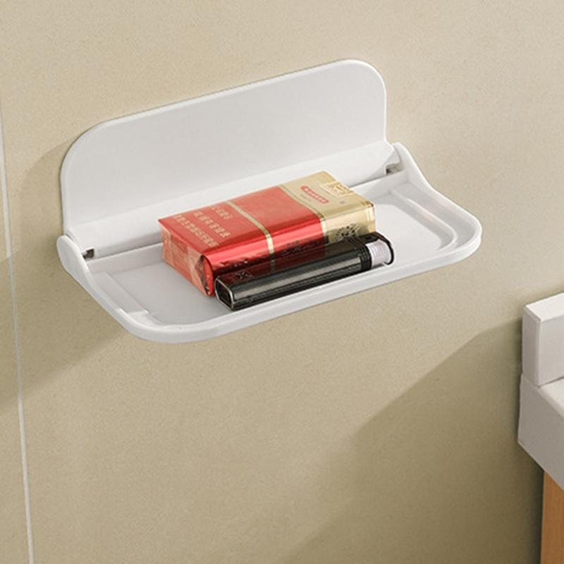 Foldable Plastic Shelf Stick on Wall for Kitchen Bathroom Many Place Extra Storage Needed Wall Mounted Bedside Shelves