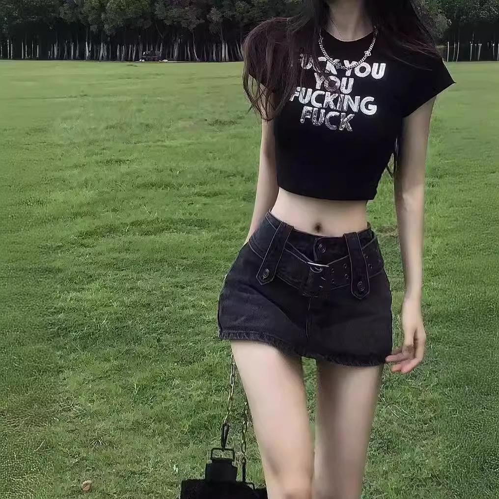 

Женская джинсовая миди-юбка в стиле колор-блок, весна 2024 - А-силуэт, облегающая, с разрезом M: 155-165CM (95-108 lbs)