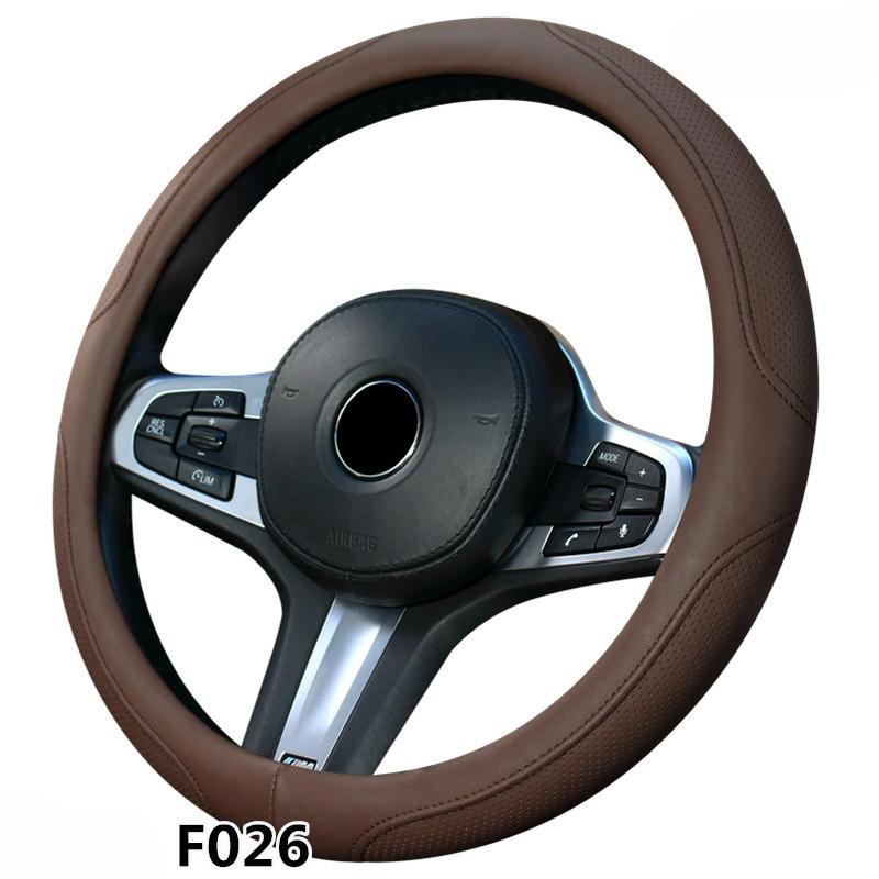 Universal Medium Size Leather Car Steering Wheel Cover with Handle Car Interior Decoration All Season Car Accessory