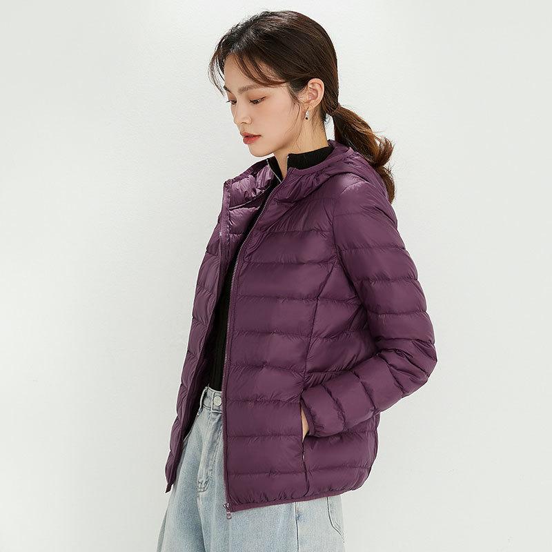 Autumn and winter new Korean version slim casual light down jacket women's hooded large size jacket white duck down tide