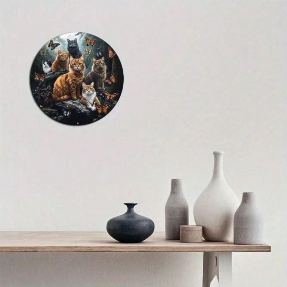 Metal Wall Art Vintage Cat Retro Decor for Bar