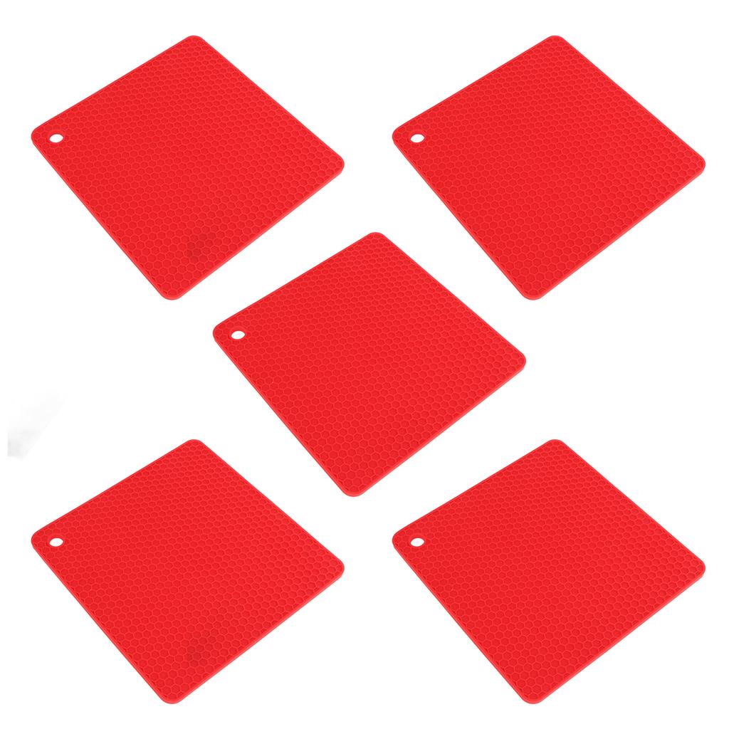 5pcs Silicone Pot Holders Mat Heat Resistant Anti Slip Square Honeycomb Trivet Mat Hot Pads for
