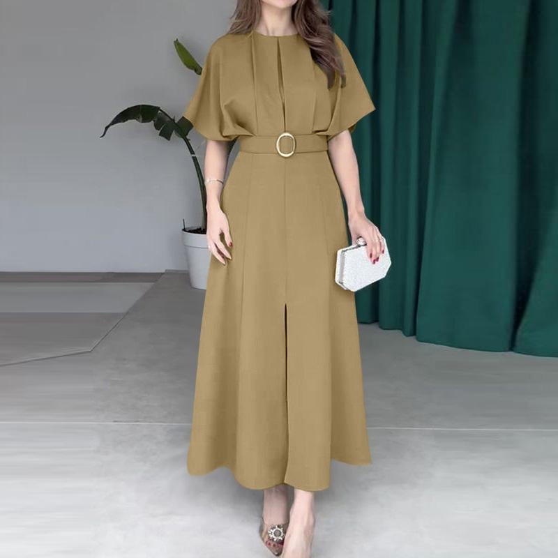 

ZANZEA Женское повседневное летнее платье с круглым вырезом и полурукавом 5XL хаки