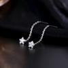 1Pc Zircon Ear Wires Heart Star Earrings Long Temperament Versatile Tassel