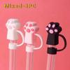 1/3Pcs Dustproof Straw Cover Cartoon Cute Cat Claw Glass Beverage Kitchen Beverage Straw Cover Accessories