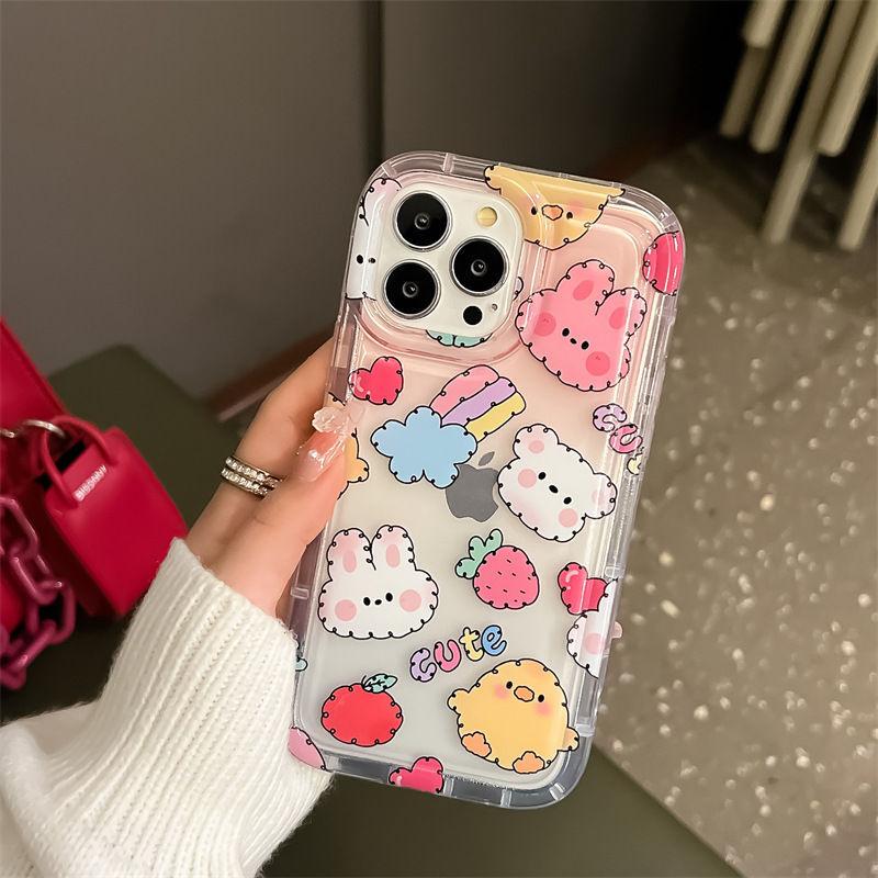 ins pink cute strawberry rabbit iphone17promax mobile phone case 13pro simple apple 16 couple 15