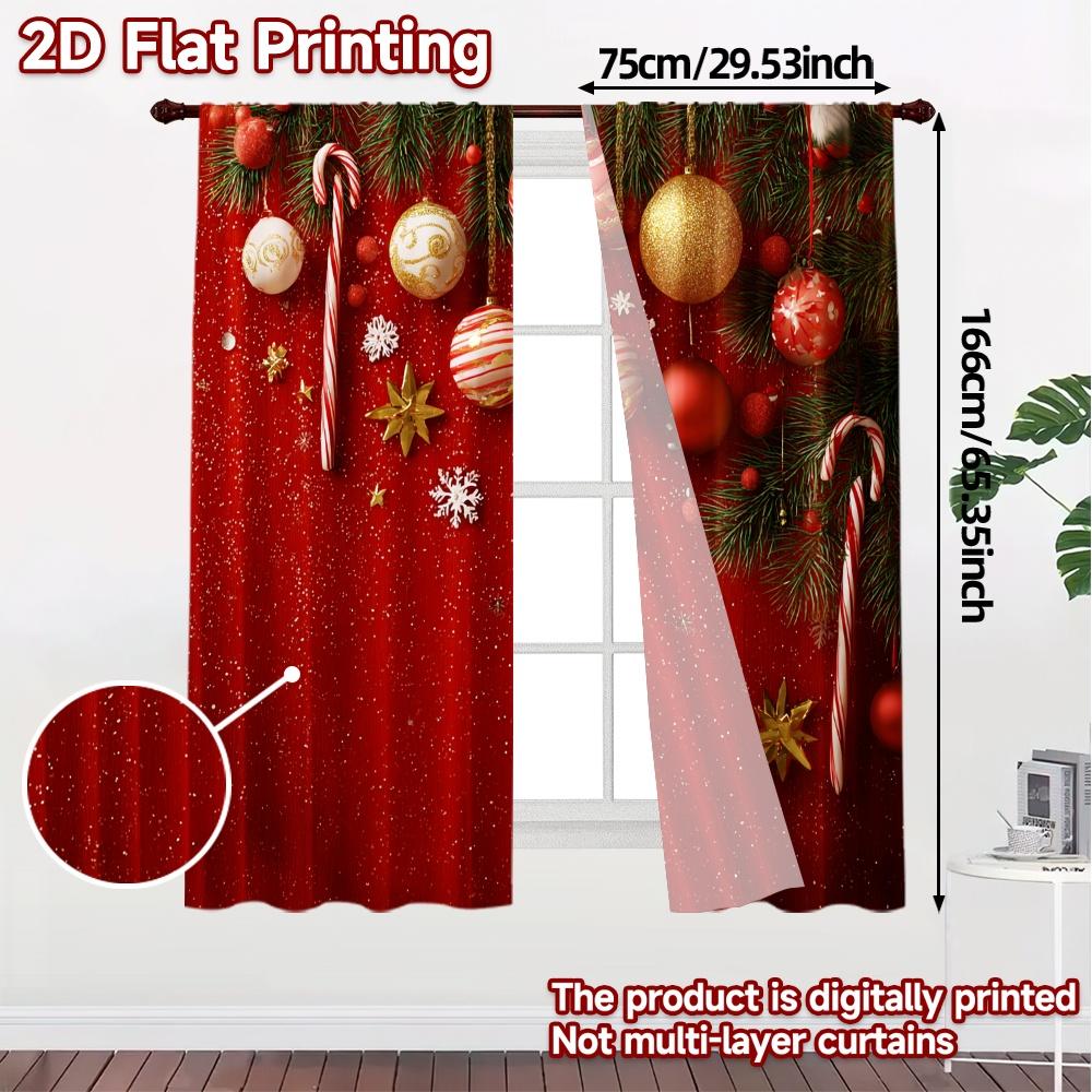2D Flat Printing  JIT 2pcs   Curtains (Without Rod) Festive Ornaments(1) Creative Chic Curtains Polyester Curtains Decorations For