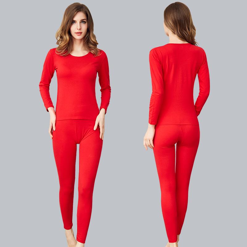 

Осенний комплект одежды: Мужские и женские термокостюмы из хлопка и лайкры, однотонные базовые слои, домашняя одежда Women s One Size (below 110 jin)